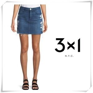 3×1 NYC Celine Distressed Raw Hem denim Skirt